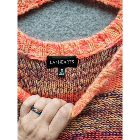 Multicolor Knit Striped Long Sleeve Sweater By LA Hearts Medium - Picture 3 of 6